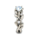 Crystal Vine Leaf Design Engagement Ring Fashion For Women Jewelry, Ring Size:7(Sky blue)