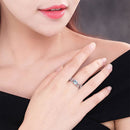 Crystal Vine Leaf Design Engagement Ring Fashion For Women Jewelry, Ring Size:7(Sky blue)