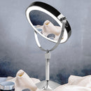 Desktop Double-SidedRound LED Luminous Makeup Mirror Liftable Magnifying Mirror, Specification:Plane + 7 Times Magnification(8-inch Rechargeable)