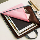 Canvas A4 File Folder Document Bag Business Briefcase Paper Storage Organizer Bag Stationery School Office Supplies(Pink)