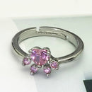 Women Crystal Cute Cat Claw Opening Adjustable Ring Jewelry(Pink diamond white gold)