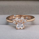Women Crystal Cute Cat Claw Opening Adjustable Ring Jewelry(White diamond rose gold)