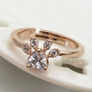 Women Crystal Cute Cat Claw Opening Adjustable Ring Jewelry(White diamond rose gold)