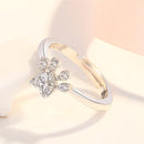 Women Crystal Cute Cat Claw Opening Adjustable Ring Jewelry(White diamond white gold)