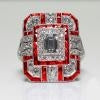 Luxury Square Women Crystal Zircon Engagement Ring, Ring Size:9(Red)