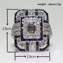 Luxury Square Women Crystal Zircon Engagement Ring, Ring Size:9(Red)