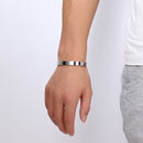 8mm Width Women Men Stainless Steel Surface Bracelet Bangle(Black)