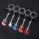 2 PCS Creative Guitar Keychain Metal Musical Instrument Pendant(Red)