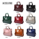 Leather Handbags Big Women Bag Casual Female Bags Trunk Tote Shoulder Bag Ladies Large Bolsos, Color:Coffee