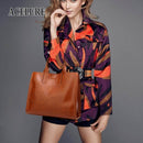 Leather Handbags Big Women Bag Casual Female Bags Trunk Tote Shoulder Bag Ladies Large Bolsos, Color:Brown