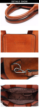 Leather Handbags Big Women Bag Casual Female Bags Trunk Tote Shoulder Bag Ladies Large Bolsos, Color:Brown