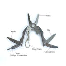 Portable Multifunction Folding Plier Stainless Steel Foldaway Knife Keychain Screwdriver(Silver)