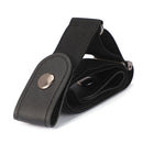 Buckle-free Elastic Force PU Leather Waistband, Length: 110cm(Black)