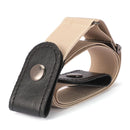Buckle-free Elastic Force PU Leather Waistband, Length: 110cm(Khaki)