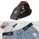 Buckle-free Elastic Force PU Leather Waistband, Length: 110cm(Brown)