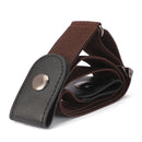 Buckle-free Elastic Force PU Leather Waistband, Length: 110cm(Brown)