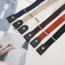 Buckle-free Elastic Force PU Leather Waistband, Length: 110cm(Brown)