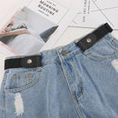 Buckle-free Elastic Force PU Leather Waistband, Length: 110cm(Blue)