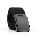 Unisex Smooth Buckle Canvas Woven Belt, Size:130 x 3.8cm(Black)