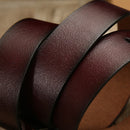 Wide Needle Black Vintage Lacquered Cowhide Pin Buckle Waistband for Men, Belt Length:140CM