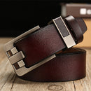 Wide Needle Coffee Vintage Lacquered Cowhide Pin Buckle Waistband for Men, Belt Length:160CM