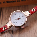 Fashion Women Casual Bracelet Leather Band Watch(Red)