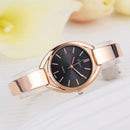 Lvpai P072 Women Quartz Steel Belt Silicone Belt Watch(Rose Gold Black)