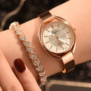 Lvpai P072 Women Quartz Steel Belt Silicone Belt Watch(Rose Gold White)