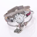 2 PCS Ladies Small Dial Circle Owl Pendant Bracelet Watch(Blue)