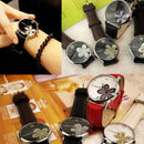 YAZOLE Ladies OL Style Four-leaf Clover Pattern Quartz Watch(338 black plate silver flower black belt)
