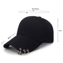 Unisex Casual Solid Color Adjustable Baseball Caps with Ring(Black)
