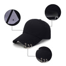 Unisex Casual Solid Color Adjustable Baseball Caps with Ring(Black)