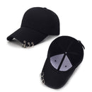 Unisex Casual Solid Color Adjustable Baseball Caps with Ring(White)