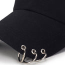 Unisex Casual Solid Color Adjustable Baseball Caps with Ring(White)