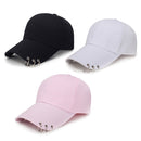 Unisex Casual Solid Color Adjustable Baseball Caps with Ring(White)