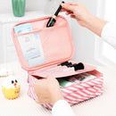 Large Capacity Portable Lady Waterproof Padded Travel Cosmetic Bag Beautician Storage Bags Women Makeup Bag(Style A Pink Stripe)