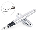 X750 Stationery Stainless Steel Fountain Pen Medium Nib Ink Pens School Oiifice Gift, Nib Size:1.1mm(Silver)
