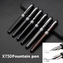 X750 Stationery Stainless Steel Fountain Pen Medium Nib Ink Pens School Oiifice Gift, Nib Size:1.1mm(Silver)