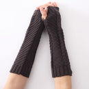 Knitted Wool Fishbone Texture Warm Cuffs Fingerless Arm Sleeves(Dark Gray)