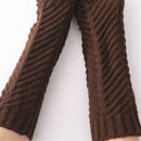 Knitted Wool Fishbone Texture Warm Cuffs Fingerless Arm Sleeves(Dark Gray)