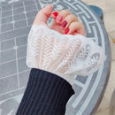 Spring and Autumn Ladies Double Fake Sleeve Lace Hollow Hook Flower Cuff Decoration Accessories(White Lace)