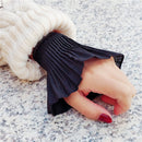 Spring and Autumn Ladies Double Fake Sleeve Lace Hollow Hook Flower Cuff Decoration Accessories(Black Pleated)
