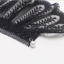 Spring and Autumn Ladies Double Fake Sleeve Lace Hollow Hook Flower Cuff Decoration Accessories(Black Pleated)