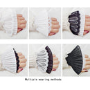Spring and Autumn Ladies Double Fake Sleeve Lace Hollow Hook Flower Cuff Decoration Accessories(Black Pleated)