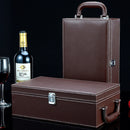 Wine Gift Box Double Stick with Tools Wine Gift Box Leather Box(Brown)