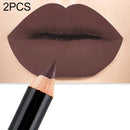 2 PCS Waterproof Cosmetic Matte Lipstick Pencil Sexy Red(10)