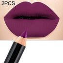 2 PCS Waterproof Cosmetic Matte Lipstick Pencil Sexy Red(12)