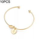 10 PCS Alloy Letter C Bracelet Snake Chain Charm Bracelets(Gold)
