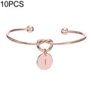 10 PCS Alloy Letter I Bracelet Snake Chain Charm Bracelets(Rose Gold)
