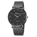 Geneva Fashion Quartz Watch Men Women Mesh Stainless Steel Watchband(Black)